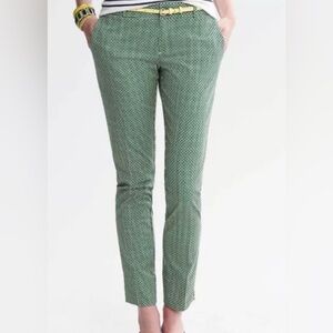Banana Republic Green & Black Dot Stretch Cotton Straight-Fit Ankle Pants Sz 00P